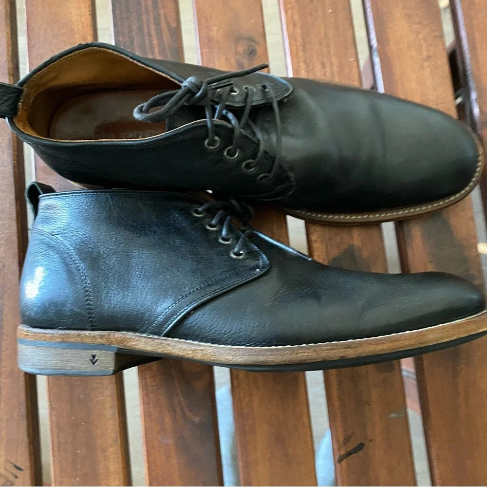 john varvatos handmade In Italy black leather chukka boots men 10.5